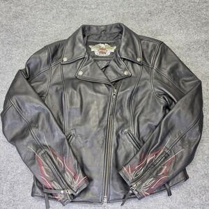 Harley-Davidson Women's Leather Jacket Size Large Embroidered Custom Speed Spade